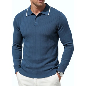 image:imageCOOFANDY Men Knit Polo Sweater Long Sleeve Polo Shirts Casual Golf PulloverDusty Blue