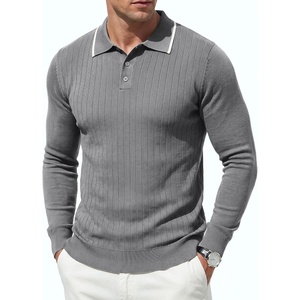 image:imageCOOFANDY Men Knit Polo Sweater Long Sleeve Polo Shirts Casual Golf PulloverGrey
