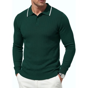 image:imageCOOFANDY Men Knit Polo Sweater Long Sleeve Polo Shirts Casual Golf PulloverLake Green