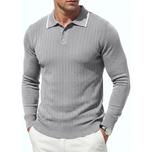 image:imageCOOFANDY Men Knit Polo Sweater Long Sleeve Polo Shirts Casual Golf PulloverLight Grey