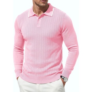 image:imageCOOFANDY Men Knit Polo Sweater Long Sleeve Polo Shirts Casual Golf PulloverLight Pink
