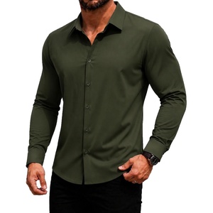 image:imageCOOFANDY Mens Muscle Fit Dress Shirts Long Sleeve Button Down ShirtsArmy Green