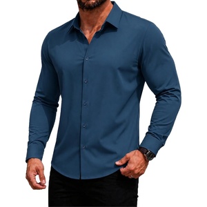 image:imageCOOFANDY Mens Muscle Fit Dress Shirts Long Sleeve Button Down ShirtsDark Blue