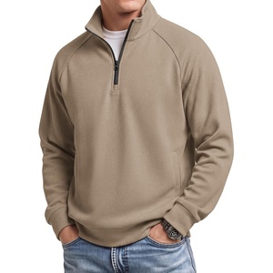 image:imageCOOFANDY Mens Quarter Zip Pullover Lightweight Mock Neck Polo SweatshirtKhaki