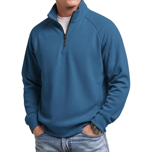 image:imageCOOFANDY Mens Quarter Zip Pullover Lightweight Mock Neck Polo SweatshirtSlate Blue