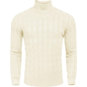 image:imageCOOFANDY Mens Slim Fit Turtleneck Sweater Casual Twisted Knitted PulloverApricot