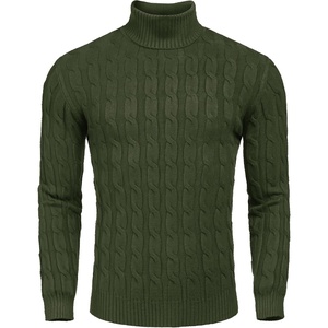 image:imageCOOFANDY Mens Slim Fit Turtleneck Sweater Casual Twisted Knitted PulloverArmy Green