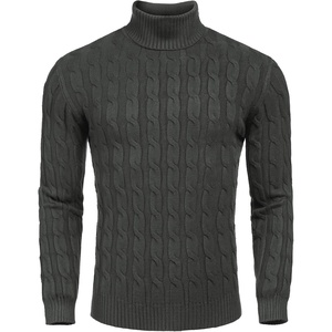 image:imageCOOFANDY Mens Slim Fit Turtleneck Sweater Casual Twisted Knitted PulloverCharcoal Grey