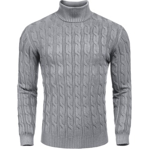 image:imageCOOFANDY Mens Slim Fit Turtleneck Sweater Casual Twisted Knitted PulloverGrey