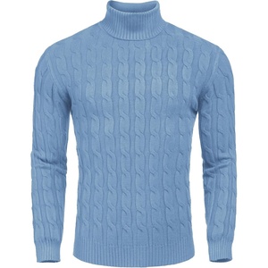 image:imageCOOFANDY Mens Slim Fit Turtleneck Sweater Casual Twisted Knitted PulloverLight Blue