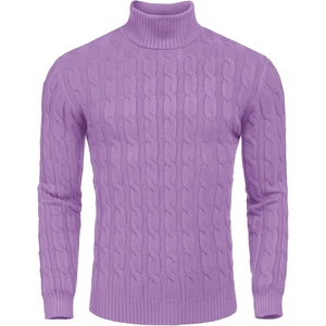image:imageCOOFANDY Mens Slim Fit Turtleneck Sweater Casual Twisted Knitted PulloverLight Purple