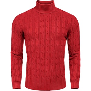 image:imageCOOFANDY Mens Slim Fit Turtleneck Sweater Casual Twisted Knitted PulloverRed
