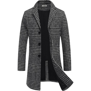 image:imageCOOFANDY Mens Wool Blend Coat Winter Trench Overcoat Classic Peacoat1black Plaid