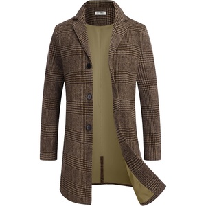 image:imageCOOFANDY Mens Wool Blend Coat Winter Trench Overcoat Classic PeacoatAbrown Plaid