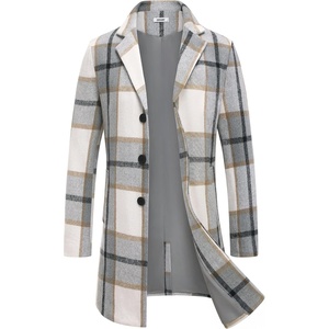 image:imageCOOFANDY Mens Wool Blend Coat Winter Trench Overcoat Classic PeacoatBbrown Plaid