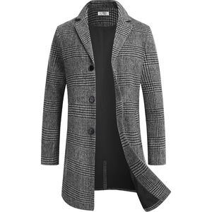 image:imageCOOFANDY Mens Wool Blend Coat Winter Trench Overcoat Classic PeacoatBlack Plaid