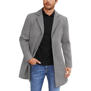 image:imageCOOFANDY Mens Wool Blend Coat Winter Trench Overcoat Classic PeacoatLight Grey