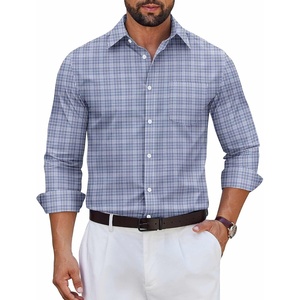 image:imageCOOFANDY Mens Wrinkle Free Plaid Dress Shirt Long Sleeve Button Down Shirt05grey White Plaid