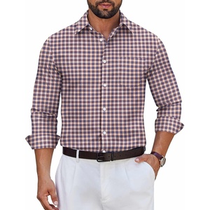 image:imageCOOFANDY Mens Wrinkle Free Plaid Dress Shirt Long Sleeve Button Down Shirt08blue Orange Plaid