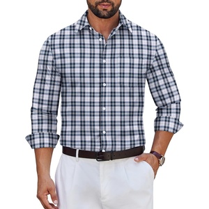 image:imageCOOFANDY Mens Wrinkle Free Plaid Dress Shirt Long Sleeve Button Down Shirt14dark Green Plaid