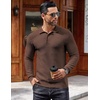 image:imageCOOFANDY Mens Knit Polo Shirts Casual Collared Long Sleeve Sweater PolosBrown