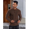 image:imageCOOFANDY Mens Knit Polo Shirts Casual Collared Long Sleeve Sweater PolosBrown