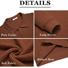 image:imageCOOFANDY Mens Knit Polo Shirts Casual Collared Long Sleeve Sweater PolosCaramel