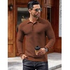 image:imageCOOFANDY Mens Knit Polo Shirts Casual Collared Long Sleeve Sweater PolosCaramel