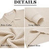image:imageCOOFANDY Mens Knit Polo Shirts Casual Collared Long Sleeve Sweater PolosCream