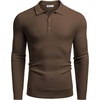image:imageCOOFANDY Mens Knit Polo Shirts Casual Collared Long Sleeve Sweater PolosDark Coffee