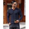 image:imageCOOFANDY Mens Knit Polo Shirts Casual Collared Long Sleeve Sweater PolosNavy Blue