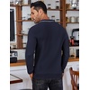 image:imageCOOFANDY Mens Knit Polo Shirts Casual Collared Long Sleeve Sweater PolosStripednavy Blue