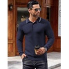 image:imageCOOFANDY Mens Knit Polo Shirts Casual Collared Long Sleeve Sweater PolosStripednavy Blue