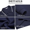 image:imageCOOFANDY Mens Knit Polo Shirts Casual Collared Long Sleeve Sweater PolosStripednavy Blue