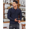 image:imageCOOFANDY Mens Knit Polo Shirts Casual Collared Long Sleeve Sweater PolosStripednavy Blue