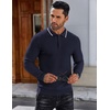 image:imageCOOFANDY Mens Knit Polo Shirts Casual Collared Long Sleeve Sweater PolosStripednavy Blue