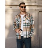 image:imageCOOFANDY Mens Long Sleeve Flannel Shirts Fashion Flannel Shirt Casual Button Down Shirt Jakcet with PocketsGreen