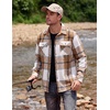 image:imageCOOFANDY Mens Long Sleeve Flannel Shirts Fashion Flannel Shirt Casual Button Down Shirt Jakcet with PocketsKhaki
