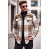 image:imageCOOFANDY Mens Long Sleeve Flannel Shirts Fashion Flannel Shirt Casual Button Down Shirt Jakcet with PocketsKhaki