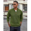 image:imageCOOFANDY Mens Quarter Zip Pullover Dress Regular Fit Mock Neck SweaterArmy Green