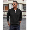image:imageCOOFANDY Mens Quarter Zip Pullover Dress Regular Fit Mock Neck SweaterBlack