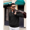 image:imageCOOFANDY Mens Quarter Zip Pullover Dress Regular Fit Mock Neck SweaterBlack