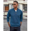 image:imageCOOFANDY Mens Quarter Zip Pullover Dress Regular Fit Mock Neck SweaterDark Blue