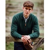 image:imageCOOFANDY Mens Quarter Zip Pullover Dress Regular Fit Mock Neck SweaterDark Green