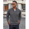 image:imageCOOFANDY Mens Quarter Zip Pullover Dress Regular Fit Mock Neck SweaterDark Grey