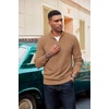 image:imageCOOFANDY Mens Quarter Zip Pullover Dress Regular Fit Mock Neck SweaterLight Brown
