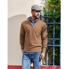 image:imageCOOFANDY Mens Quarter Zip Pullover Dress Regular Fit Mock Neck SweaterLight Brown