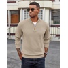 image:imageCOOFANDY Mens Quarter Zip Pullover Dress Regular Fit Mock Neck SweaterLight Khaki