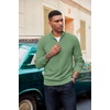 image:imageCOOFANDY Mens Quarter Zip Pullover Dress Regular Fit Mock Neck SweaterSage Green