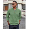 image:imageCOOFANDY Mens Quarter Zip Pullover Dress Regular Fit Mock Neck SweaterSage Green